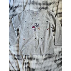 Bobbie Brooks Embroidered Long Sleeve Top – Gray – Size Large